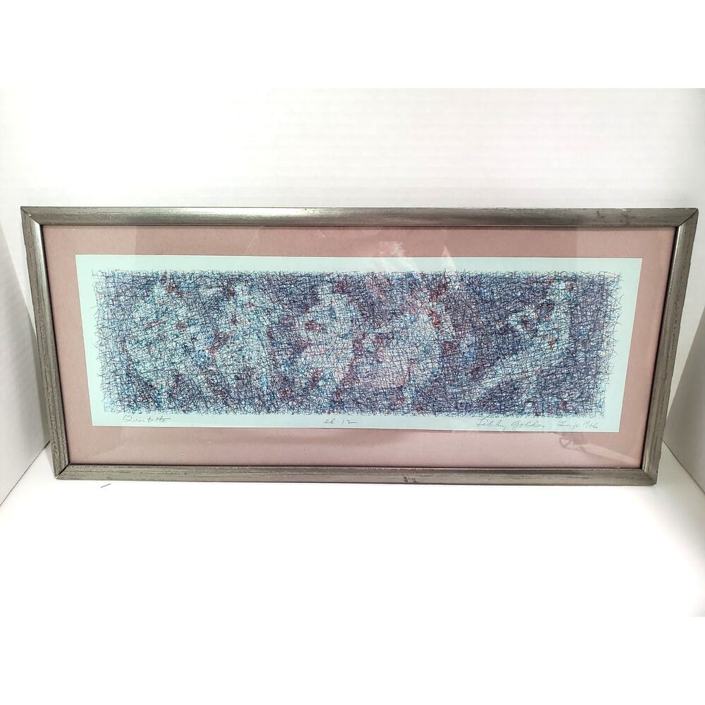 Original Signed Libby Peck Golden 1966 Serigraph "Quintette" Edition of 12 9x21